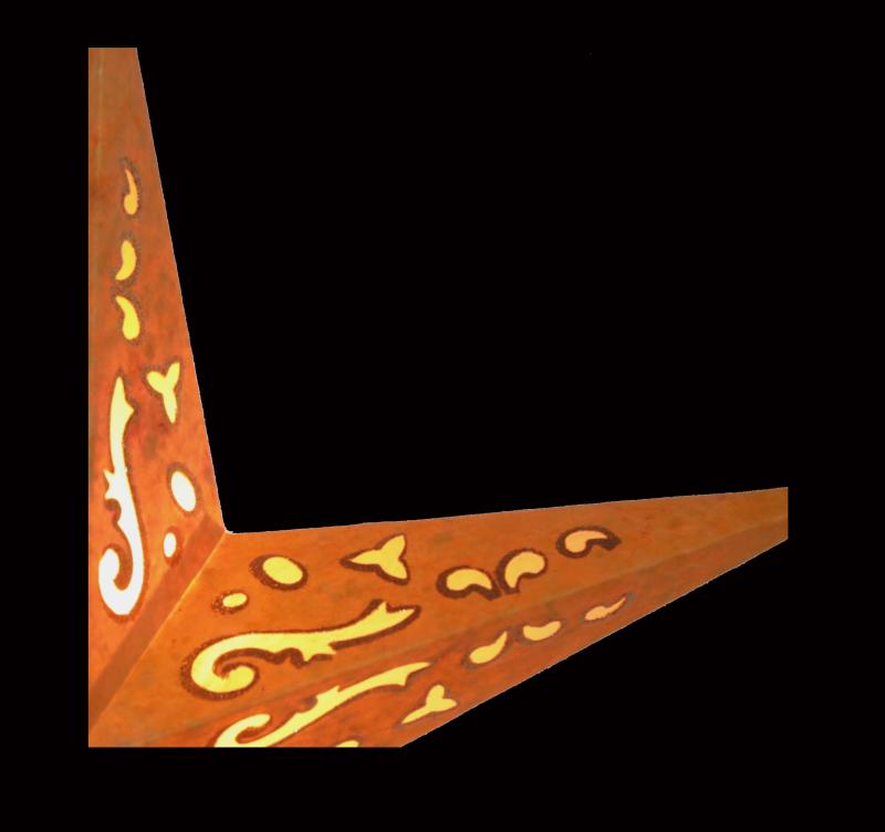 Baby Curves orange / Glitter - Foldable glowing Paperstar with 5 points, 40 cm
